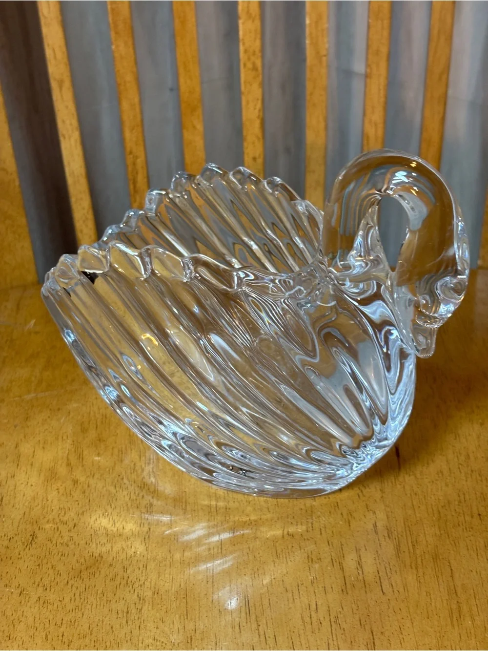 P&D Clear Crystal Glass Swan Bowl Figurine Decorative Candy Trinket Dish